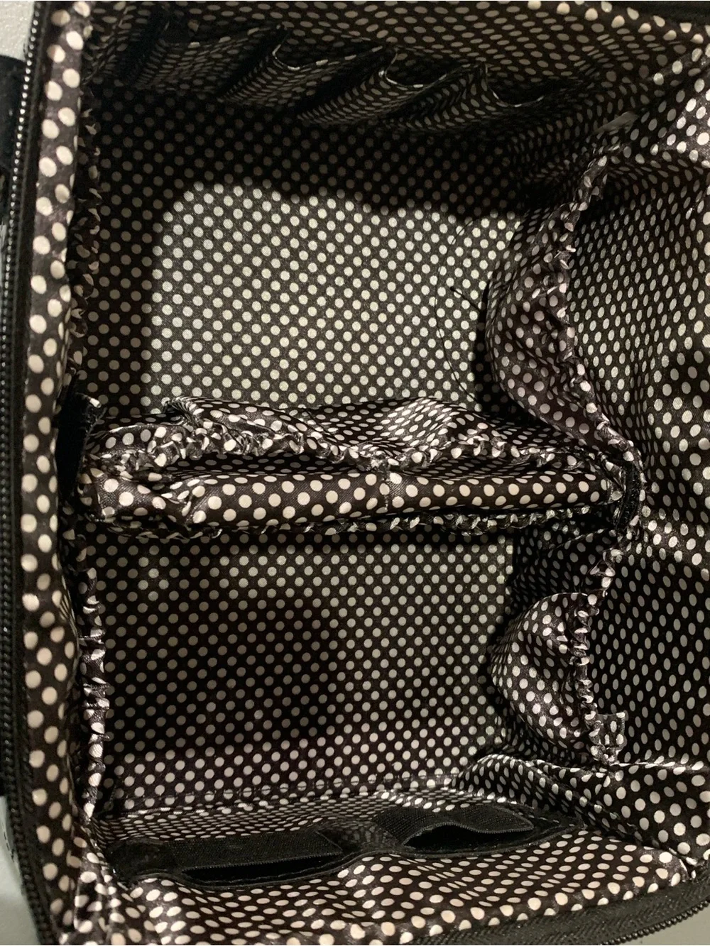 Black Quilted Patent Cosmetic Train Case with Double Handles